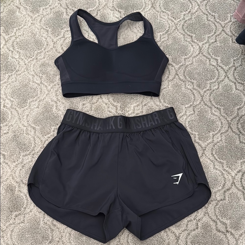 Gymshark Black Sports Bra and Shorts Set